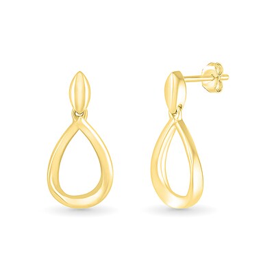 Rice Bead Open Teardrop Earrings in 10K Gold