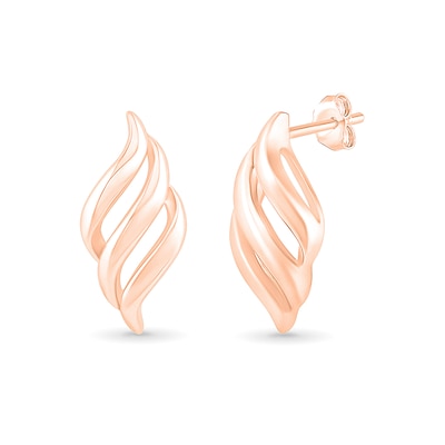 Cascading Flame Drop Earrings in 10K Rose Gold