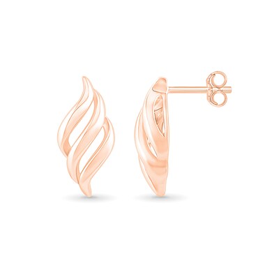 Cascading Flame Drop Earrings in 10K Rose Gold