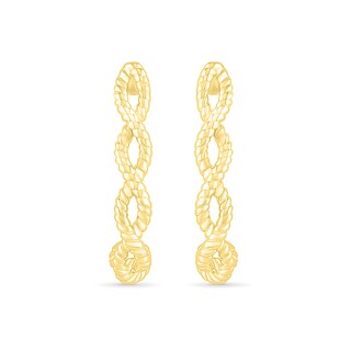 Rope-Textured Loose Braid J-Hoop Earrings in 10K Gold