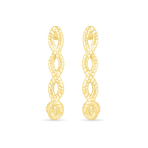 Rope-Textured Loose Braid J-Hoop Earrings in 10K Gold