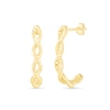 Rope-Textured Loose Braid J-Hoop Earrings in 10K Gold