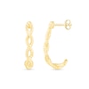 Rope-Textured Loose Braid J-Hoop Earrings in 10K Gold