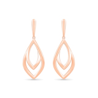 Double Loop Flower Petal Drop Earrings in 10K Rose Gold