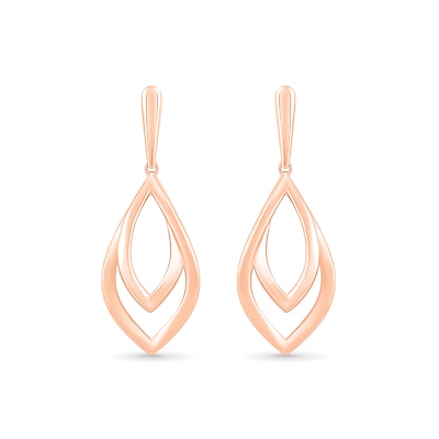 Double Loop Flower Petal Drop Earrings in 10K Rose Gold