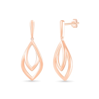 Double Loop Flower Petal Drop Earrings in 10K Rose Gold