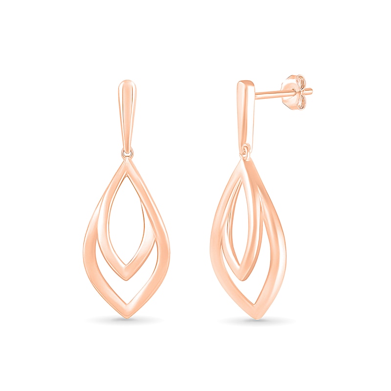 Double Loop Flower Petal Drop Earrings in 10K Rose Gold|Peoples Jewellers