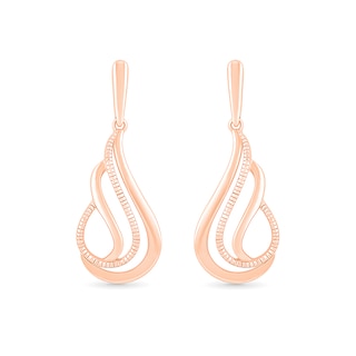 Textured Open Flame Drop Earrings in 10K Rose Gold