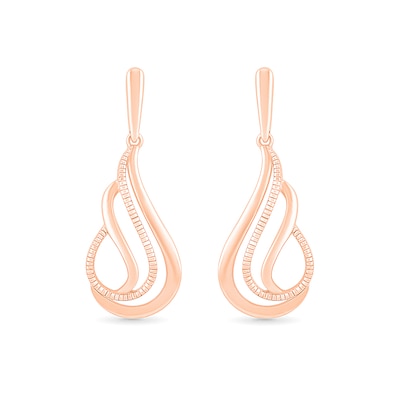 Textured Open Flame Drop Earrings in 10K Rose Gold