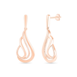 Textured Open Flame Drop Earrings in 10K Rose Gold