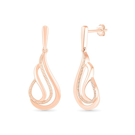 Textured Open Flame Drop Earrings in 10K Rose Gold