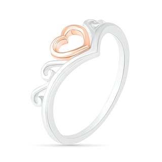 Heart Outline Tiara Ring in 10K Two-Tone Gold