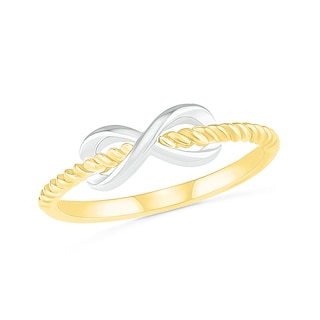 Infinity Rope Shank Ring in 10K Two-Tone Gold