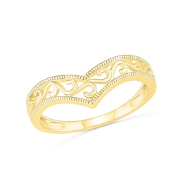 Filigree Vintage-Style Chevron Ring in 10K Gold