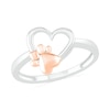 Thumbnail Image 0 of Paw Print Heart Outline Ring in 10K Two-Tone Gold