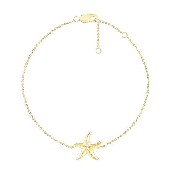 Textured Starfish Bracelet in 10K Gold - 7.5"