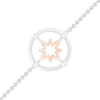 Eight-Point Star Circle Frame Bracelet in 10K Two-Tone Gold - 7.5"