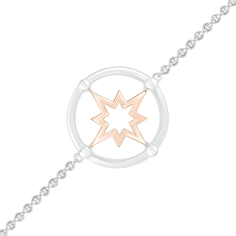 Eight-Point Star Circle Frame Bracelet in 10K Two-Tone Gold - 7.5"|Peoples Jewellers