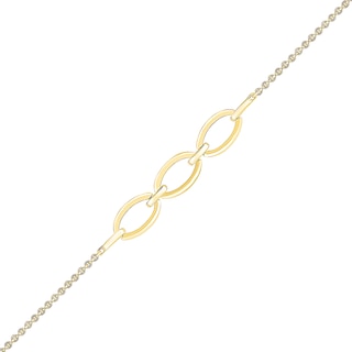 Oval Link Trio Bracelet in 10K Gold - 7.5"