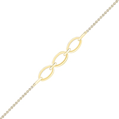 Oval Link Trio Bracelet in 10K Gold - 7.5"