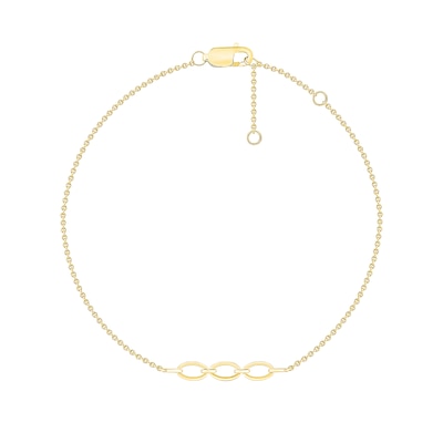 Oval Link Trio Bracelet in 10K Gold - 7.5"