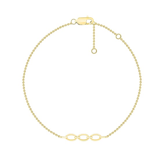 Oval Link Trio Bracelet in 10K Gold - 7.5"