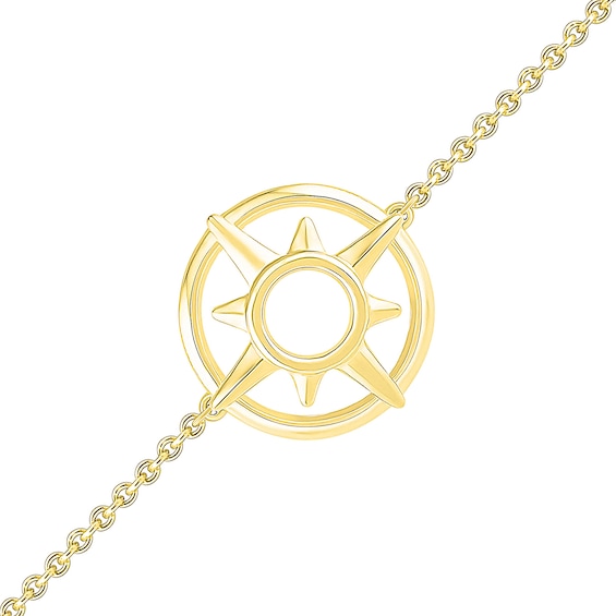 Double Circle Eight-Point Star Bracelet in 10K Gold - 7.5"