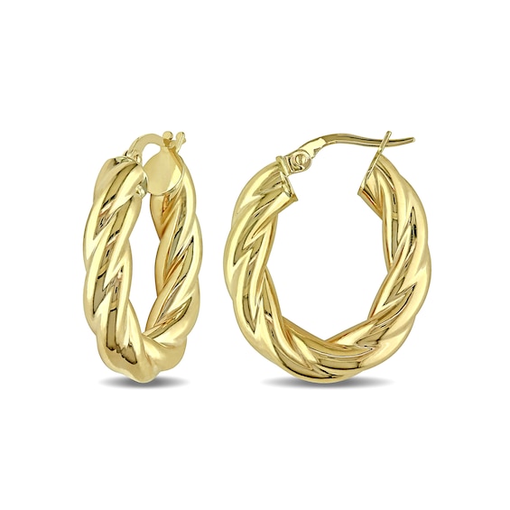 25.0mm Twist Hoop Earrings in 10K Gold