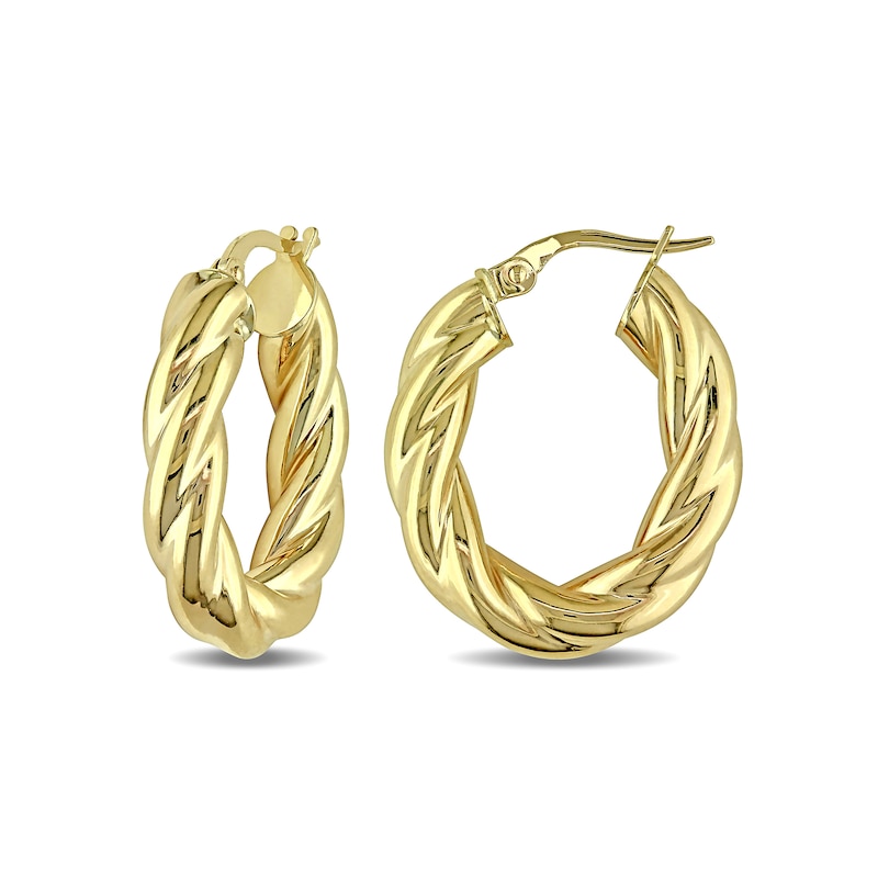 25.0mm Twist Hoop Earrings in 10K Gold|Peoples Jewellers