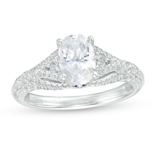 Vera Wang Love Collection 1.45 CT. T.W. Certified Oval Diamond Engagement Ring in 14K White Gold (I/SI2)