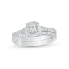 Thumbnail Image 0 of Perfect Fit 0.60 CT. T.W. Princess-Cut Diamond Frame Vintage-Style Bridal Set in 10K White Gold