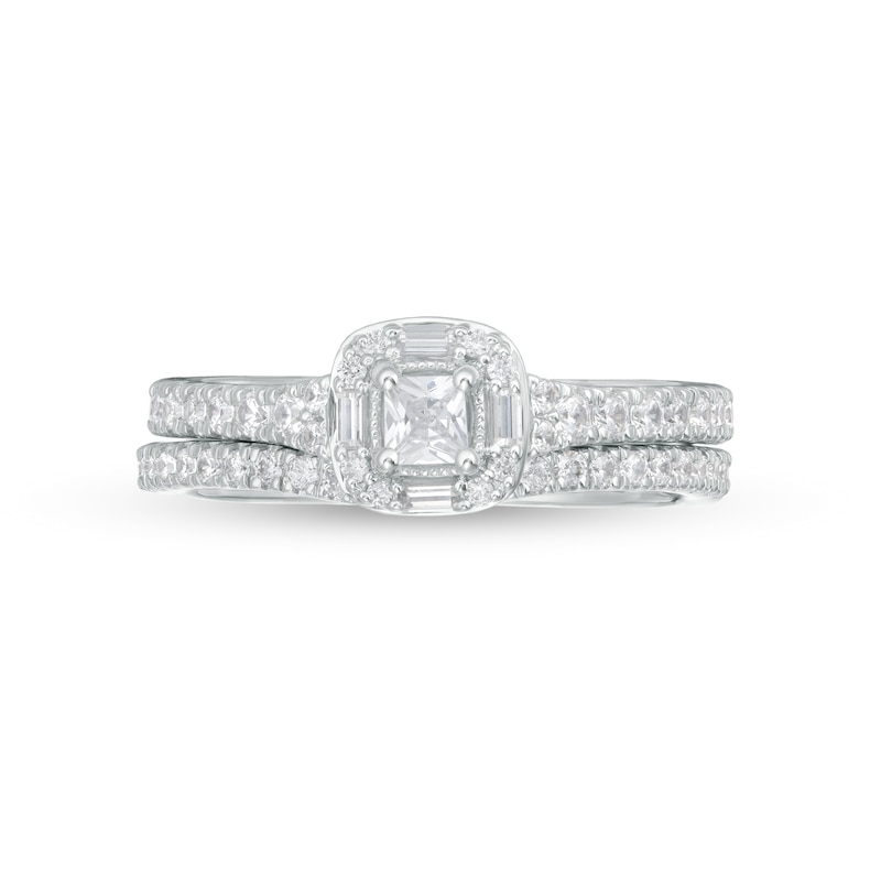 Perfect Fit 0.60 CT. T.W. Princess-Cut Diamond Frame Vintage-Style Bridal Set in 10K White Gold|Peoples Jewellers