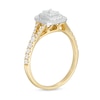 Thumbnail Image 2 of 0.75 CT. T.W. Emerald-Cut Diamond Double Frame Split Shank Engagement Ring in 14K Two-Tone Gold