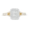 Thumbnail Image 3 of 0.75 CT. T.W. Emerald-Cut Diamond Double Frame Split Shank Engagement Ring in 14K Two-Tone Gold