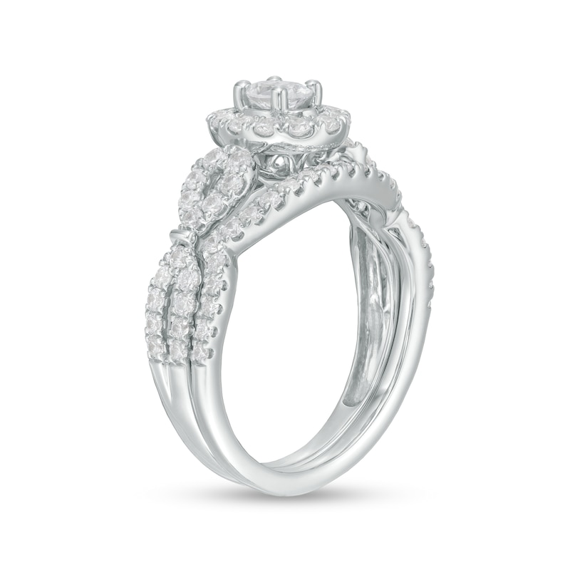 1.00 CT. T.W. Oval Diamond Frame Bridal Set in 14K White Gold|Peoples Jewellers