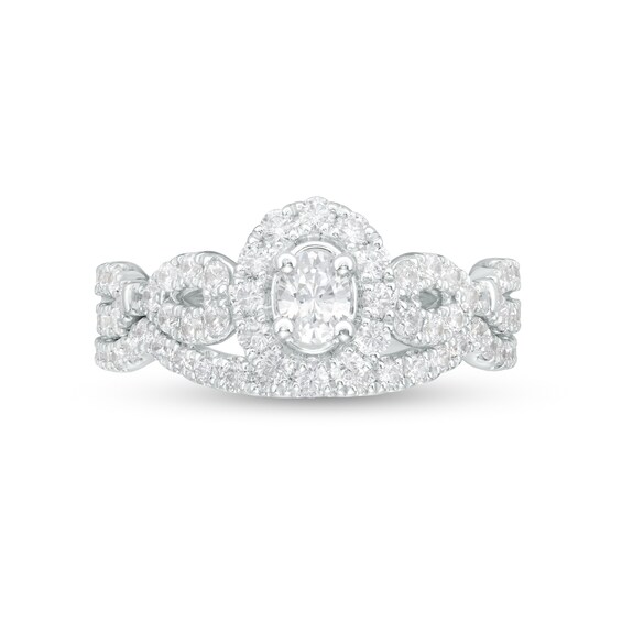 1.00 CT. T.W. Oval Diamond Frame Bridal Set in 14K White Gold