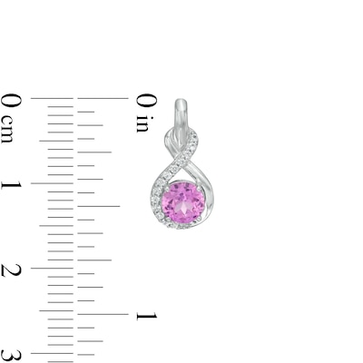 Lab-Created Pink and White Sapphire Infinity Drop Pendant and Drop Earrings Set in Sterling Silver