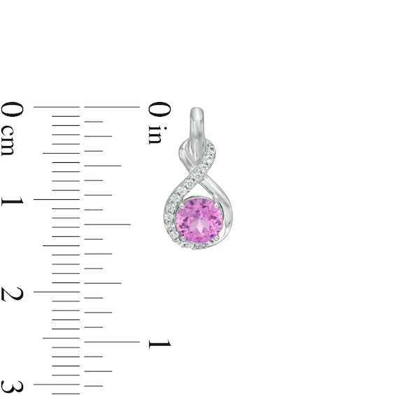 Lab-Created Pink and White Sapphire Infinity Drop Pendant and Drop Earrings Set in Sterling Silver