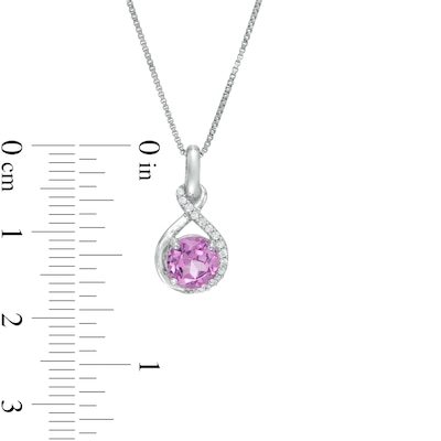 Lab-Created Pink and White Sapphire Infinity Drop Pendant and Drop Earrings Set in Sterling Silver