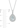 Pear-Shaped Aquamarine and Lab-Created White Sapphire Double Frame Teardrop Pendant in Sterling Silver