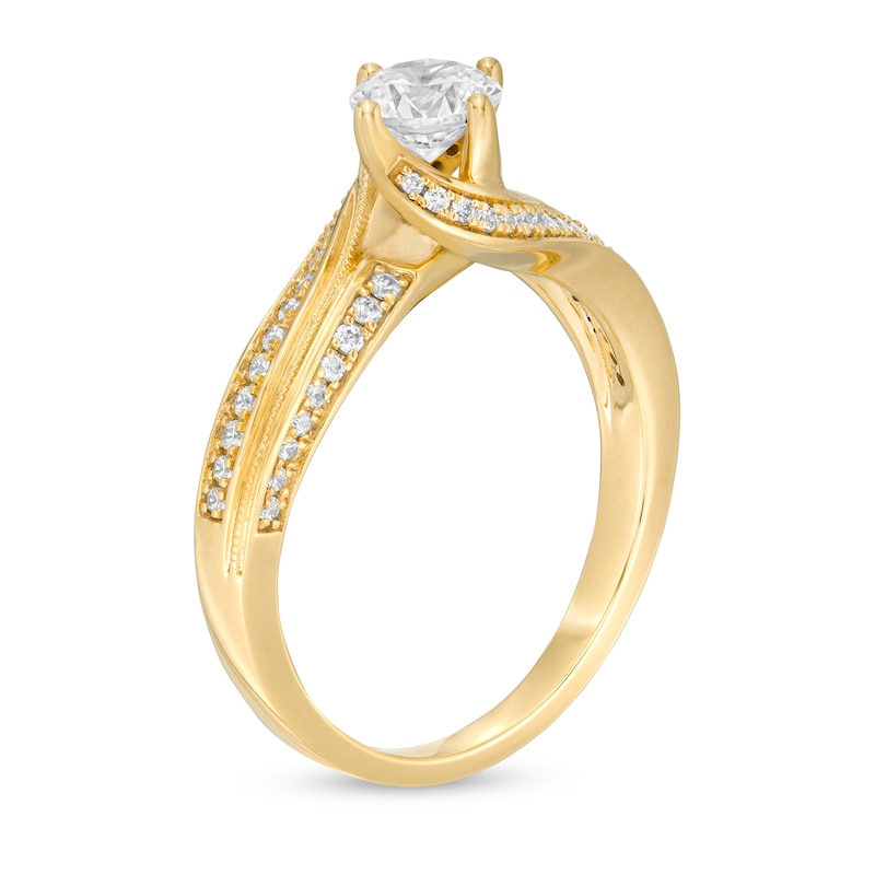 0.81 CT. T.W. Diamond Bypass Vintage-Style Engagement Ring in 14K Gold