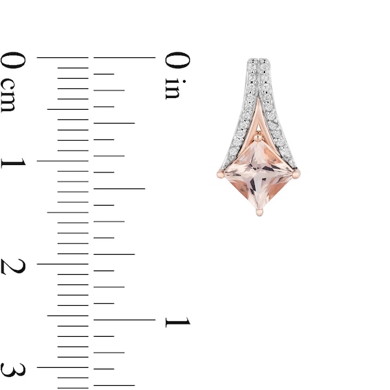 Enchanted Disney Aurora Princess-Cut Morganite and 0.09 CT. T.W. Diamond Earrings in Sterling Silver and 10K Rose Gold