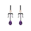 Enchanted Disney Villains Ursula Amethyst and 0.145 CT. T.W. Black Diamond Drop Earrings in Sterling Silver