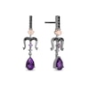 Enchanted Disney Villains Ursula Amethyst and 0.145 CT. T.W. Black Diamond Drop Earrings in Sterling Silver