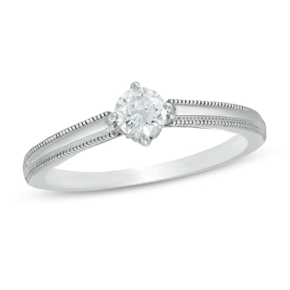 0.37 CT. T.W. Diamond Solitaire Vintage-Style Engagement Ring in 10K White Gold