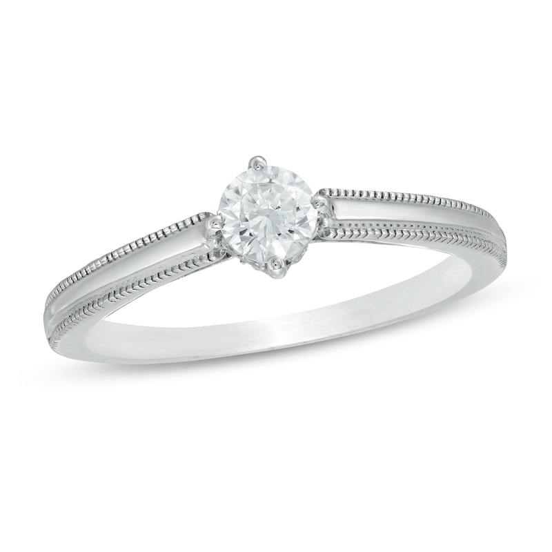 0.37 CT. T.W. Diamond Solitaire Vintage-Style Engagement Ring in 10K White Gold|Peoples Jewellers