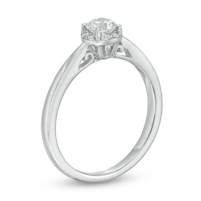 0.37 CT. T.W. Diamond Frame with Tapered Shank Engagement Ring in 10K White Gold