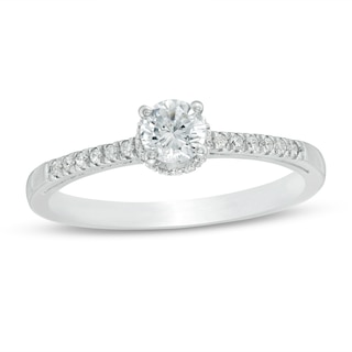 0.37 CT. T.W. Diamond Framed Setting Engagement Ring in 10K White Gold