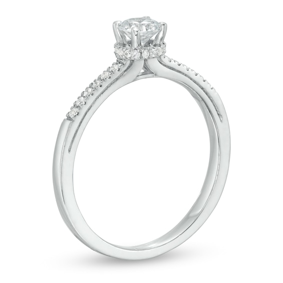 0.37 CT. T.W. Diamond Framed Setting Engagement Ring in 10K White Gold