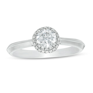 0.45 CT. T.W. Diamond Rounded Frame Engagement Ring in 10K White Gold